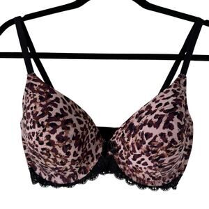 Adore Me Leopard Print Bra 34DDD Lightly Padded Smooth Mob Wife Glam Lingerie